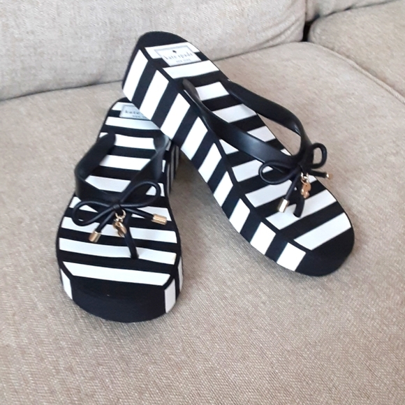 kate spade Shoes - Kate Spade Black and White Striped Women's Sandals